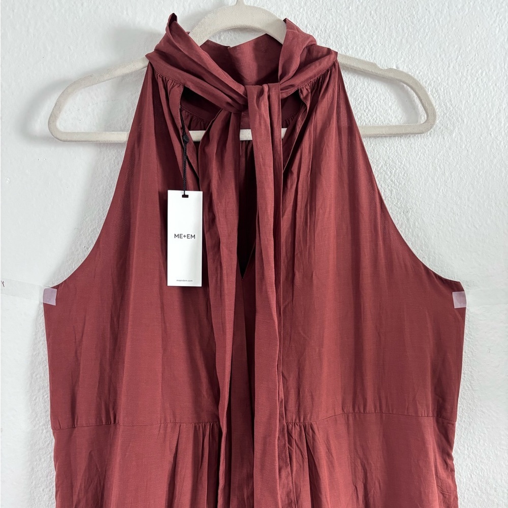 ME+EM Cotton Voile Halterneck Full-Length Dress - NWT - Cinnamon Size: 12 - Picture 14 of 15